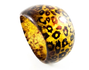 Fab Acrylic Leopard Asymetrical Acrylic Bracelet