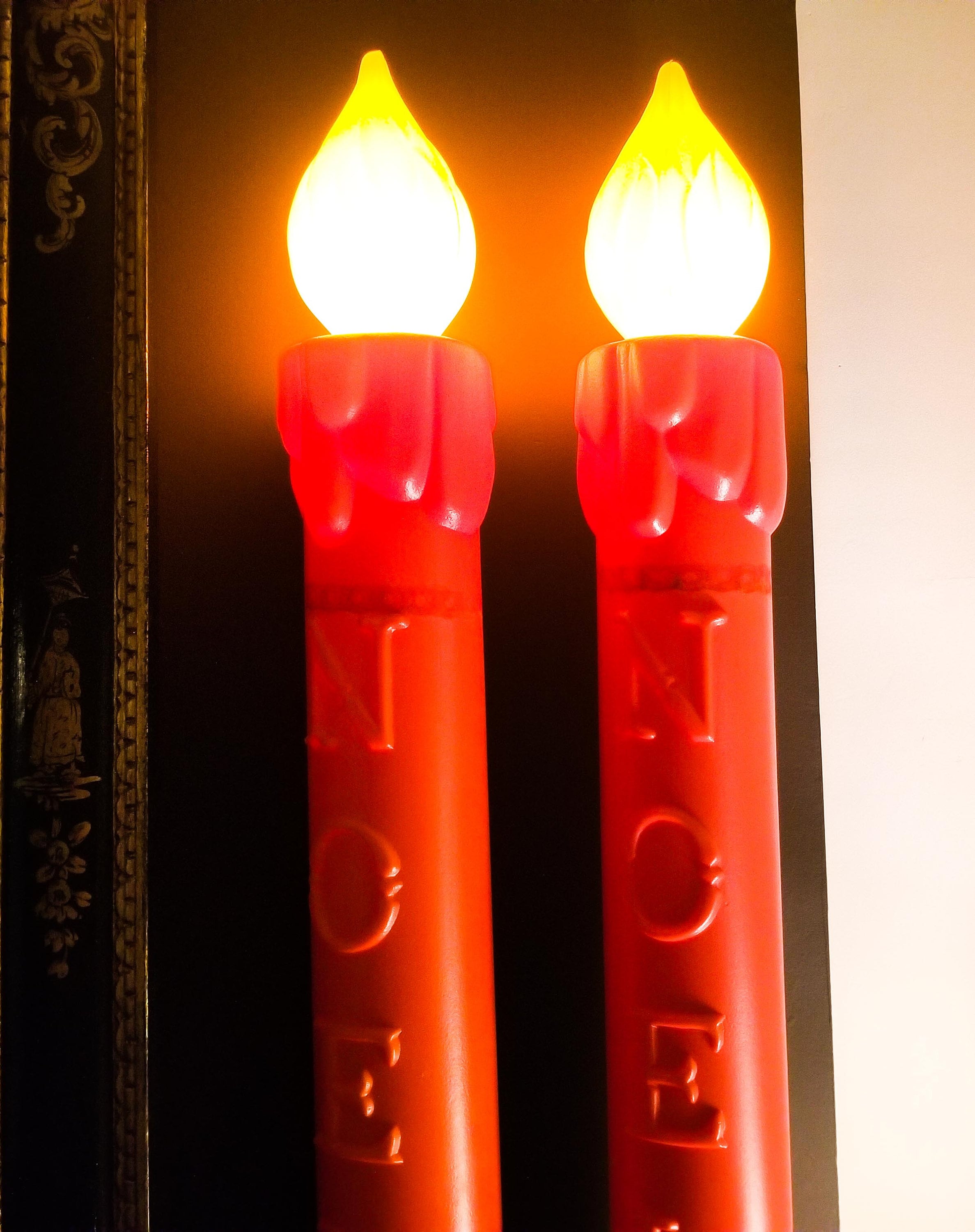 Vintage 60s Set of 2 Candle Blow Mold Statues 38 Tall Christmas Light