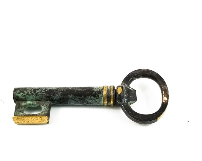 Brass Key Bottle Opener Mid Century Barware, Flip Top Opener