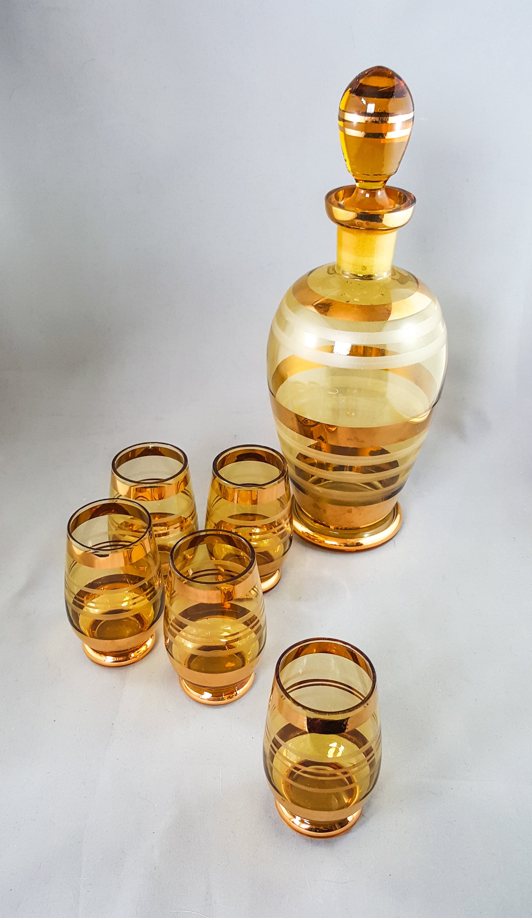 Mid Century Liquor Decanter In Gold and Gilt Glass with Gold