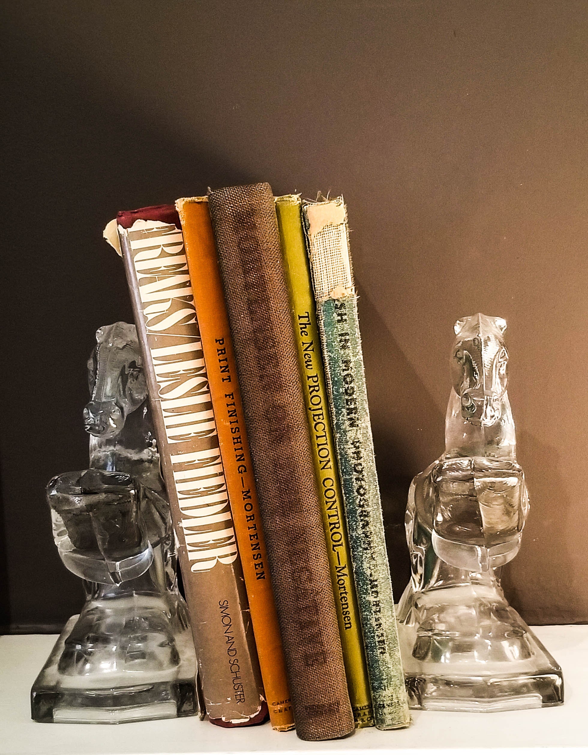 green glass horse bookends