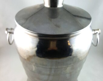 Midcentury Ridged Aluminum Ice Bucket