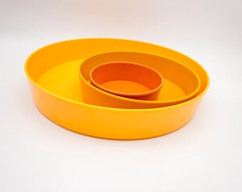 Super Cool Set of 3 Orange Melamine Appetizer Dishes and Tray, Heavy Duty