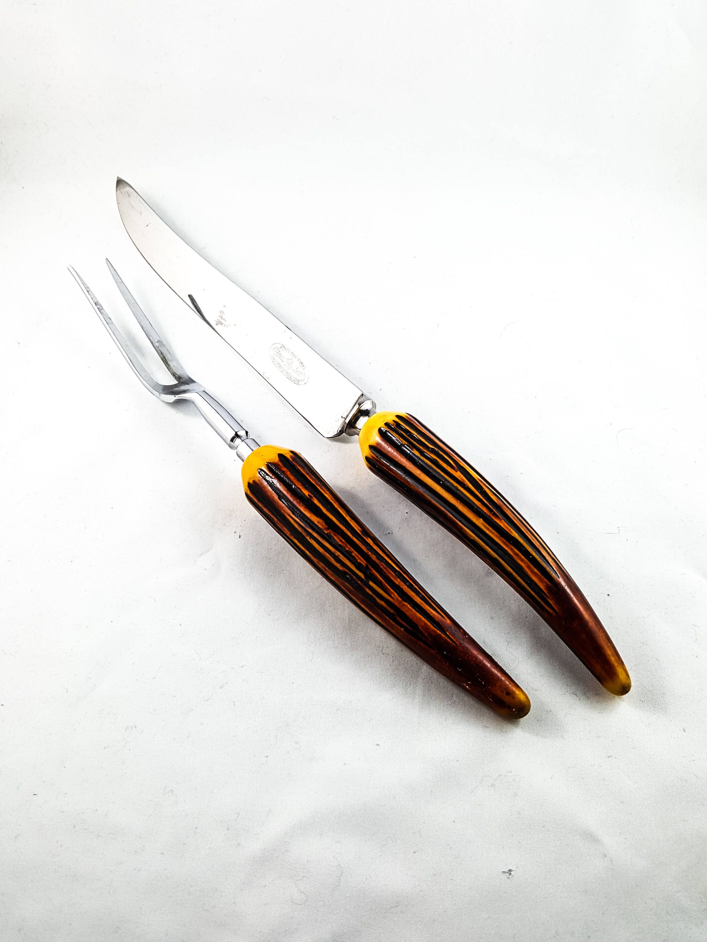 Vintage Faux Antler Handled Carving Set