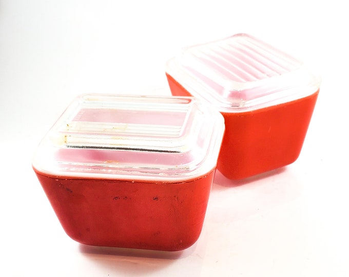 Red  Pyrex Fridge Keepers