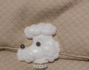 Fantastic White  Chalk Ware Hanging Poodle 1950's