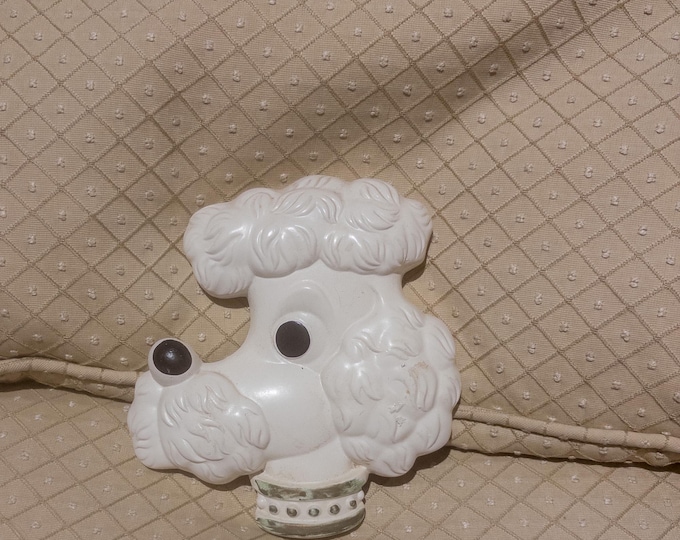 Fantastic White  Chalk Ware Hanging Poodle 1950's