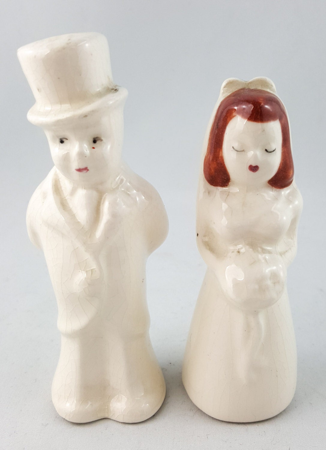 Vintage Bride and Groom Salt and Pepper Shakers