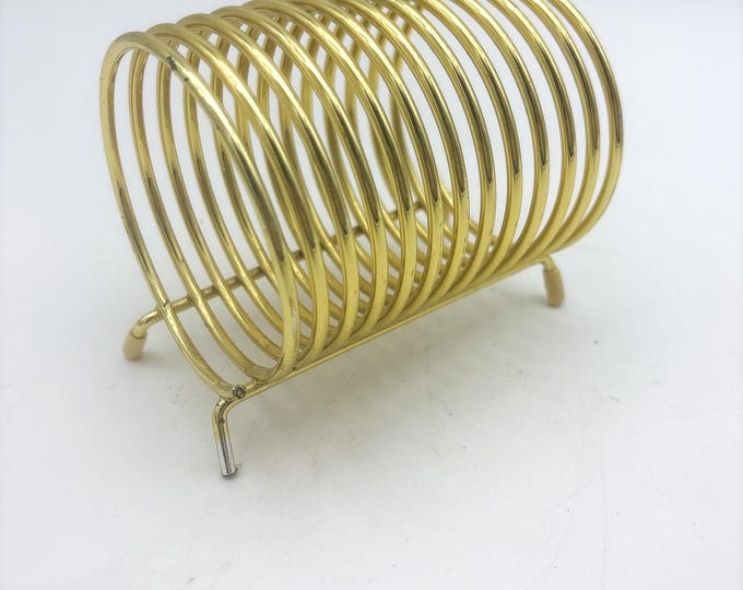 Vintage 1970s Spiral Desk Organizer Letter Holder, Golden Metal Wire Spiral, Office Accessory