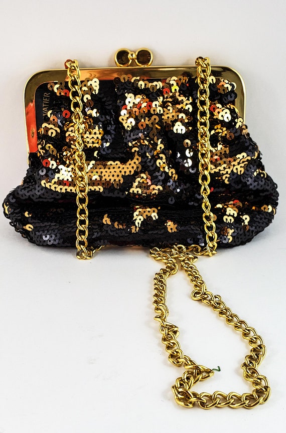 Magnificent Hand Sequinned Gold and Black  Evenin… - image 7