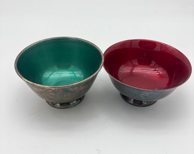 Vintage Reed and Barton Silver Plated Bowls with Enamel Interior