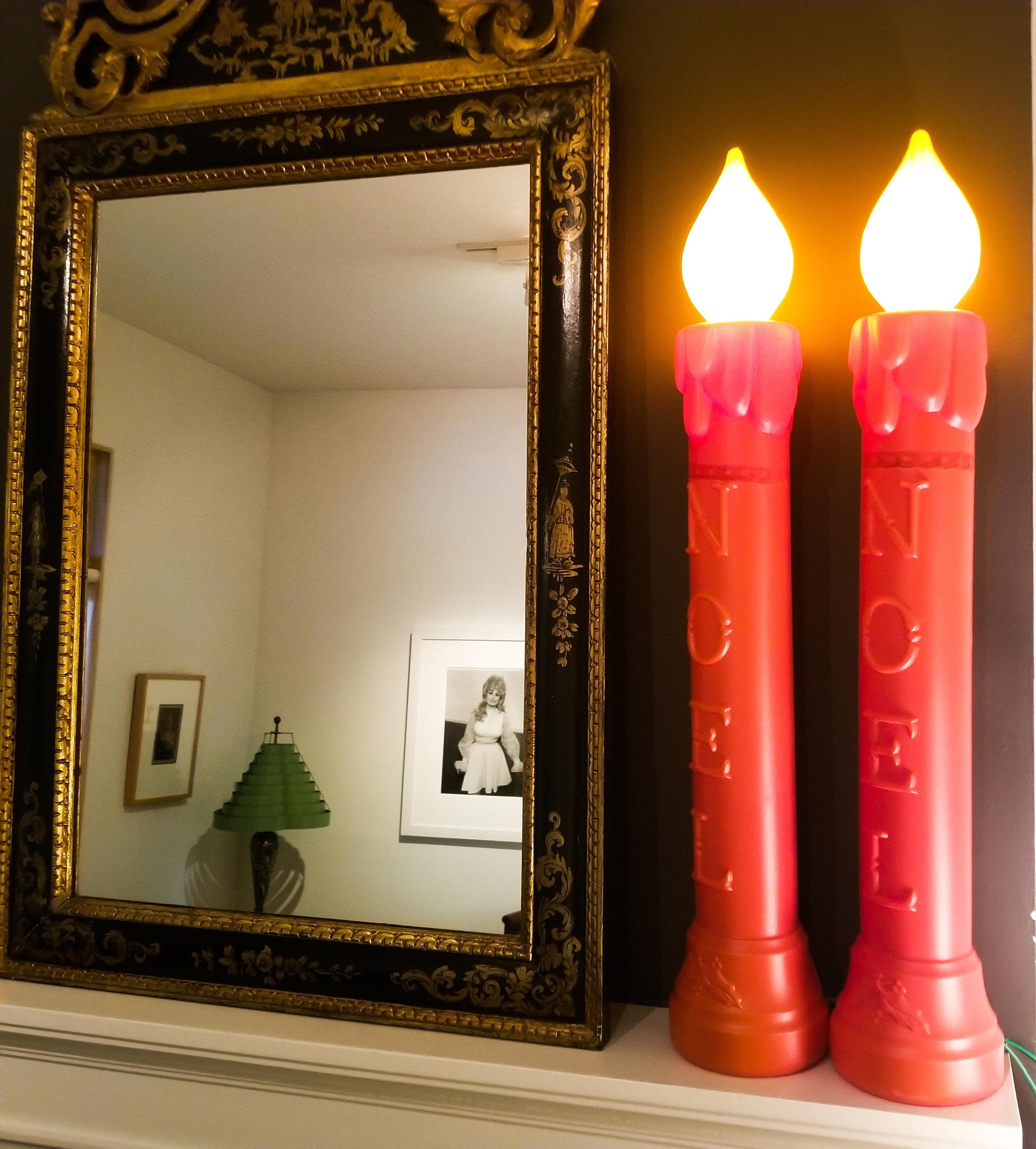 Vintage 60s Set of 2 Candle Blow Mold Statues 38 Tall Christmas Light