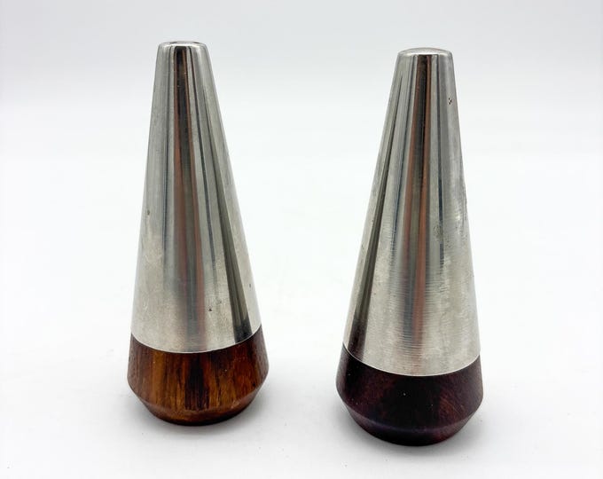 Gorgeous Danish Mid Mod Teak Salt and Pepper Shakers with Chrome tops and stoppers