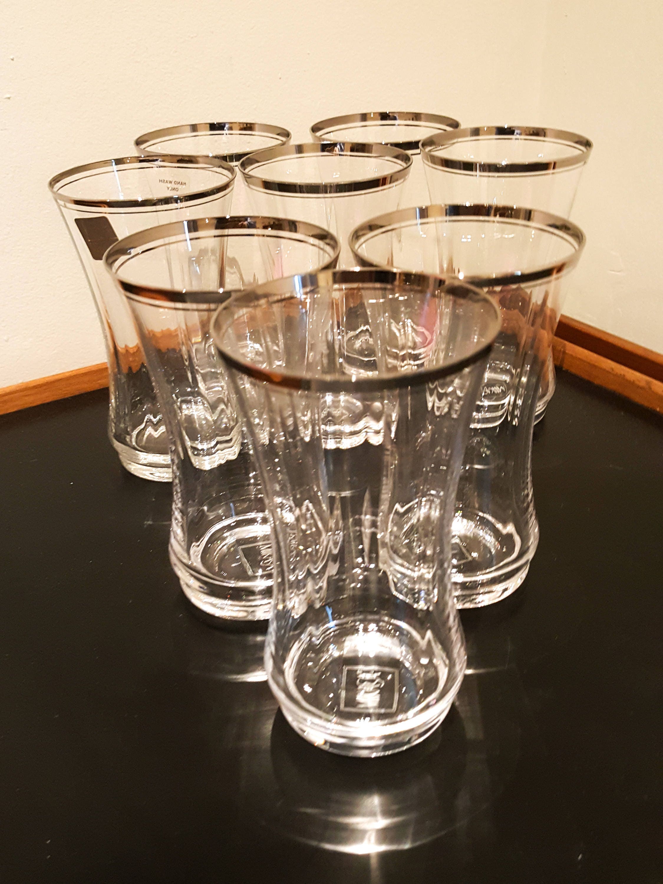 Mikasa Arctic Lights Platinum Crystal Highball Glasses/Executive Highball Glasses/Crystal