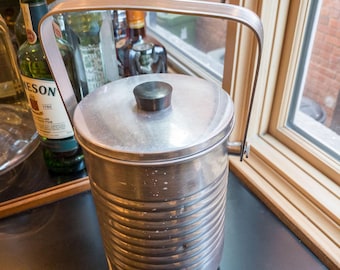Midcentury Ridged Aluminum Ice Bucket