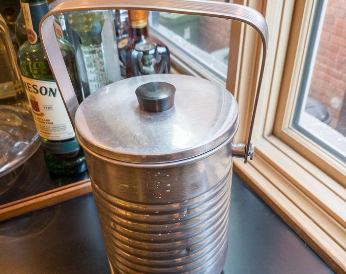 Midcentury Ridged Aluminum Ice Bucket
