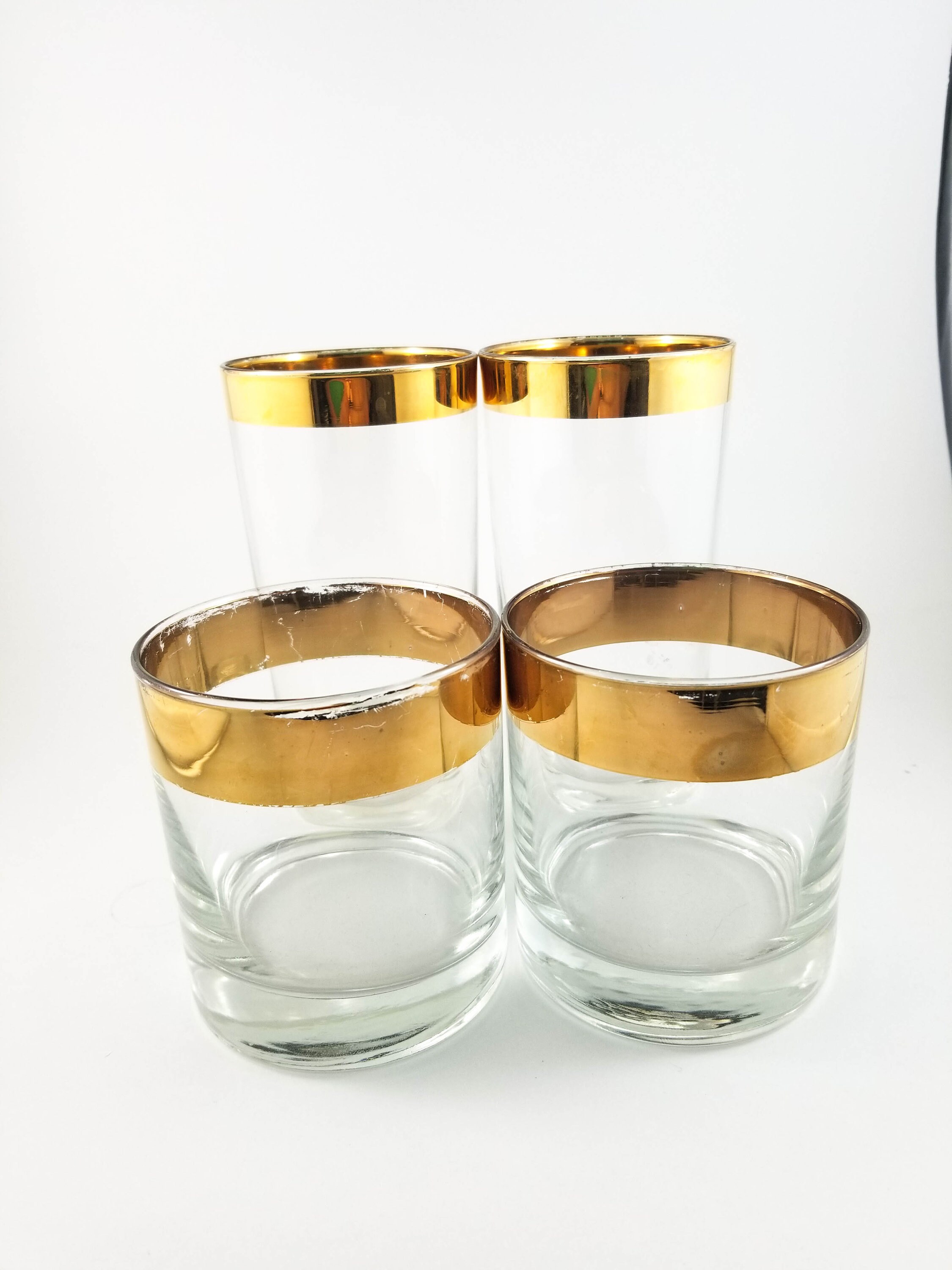 Fabulous Mid Century Gold Rimmed Dorothy Thorpe Scotch LoBall Hi Ball