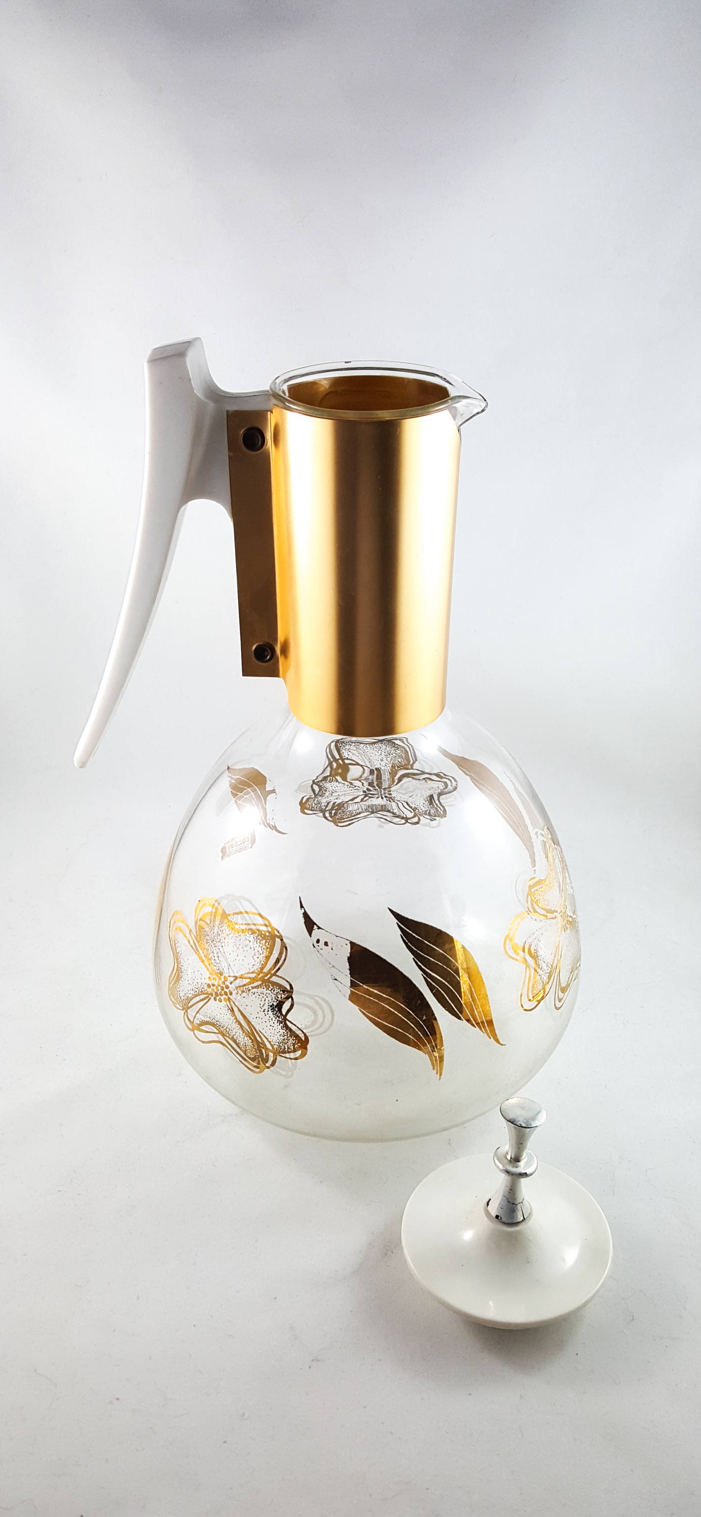 Vintage Coffee Carafe and Brass Warmer