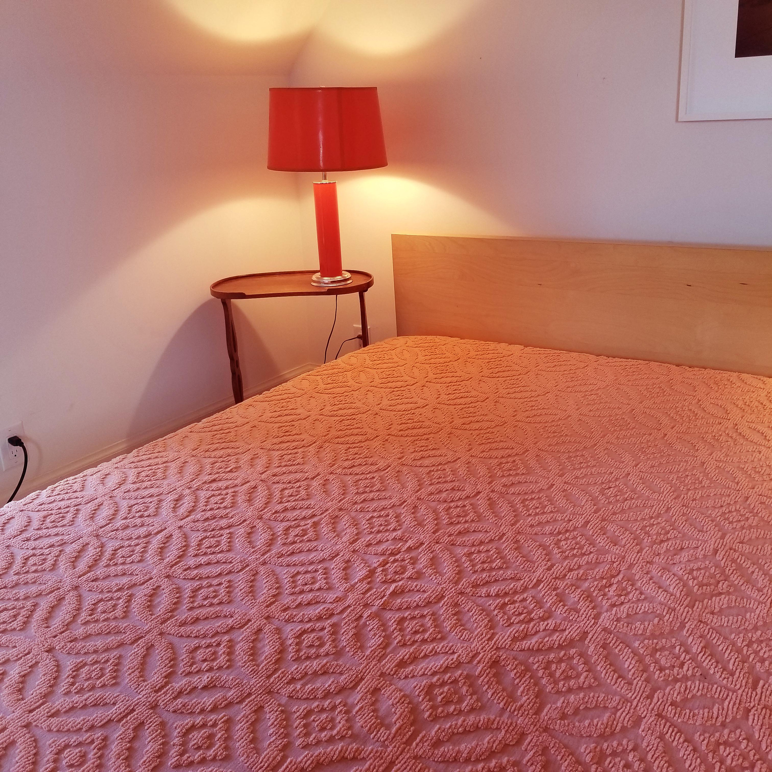 Salmon Colored Double Chenille Bedspread in Double Wedding