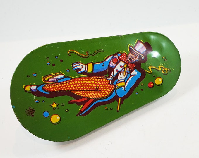 Vintage Metal Litho Noisemaker,Party Favor, New Years, Art Deco, Clown, Dancer,