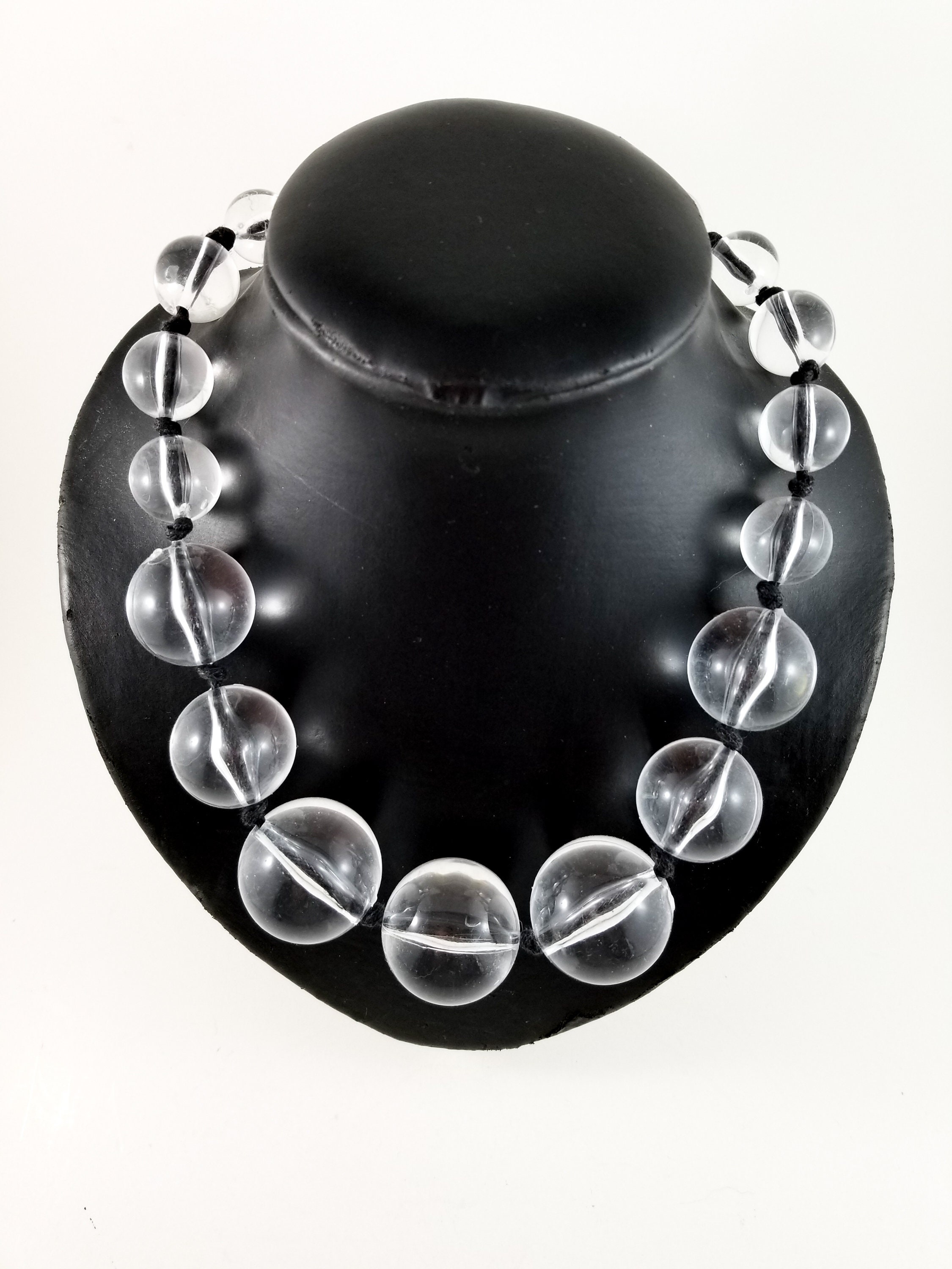 Gorgeous White and Clear Acrylic Lucite Ball Beaded Necklace with