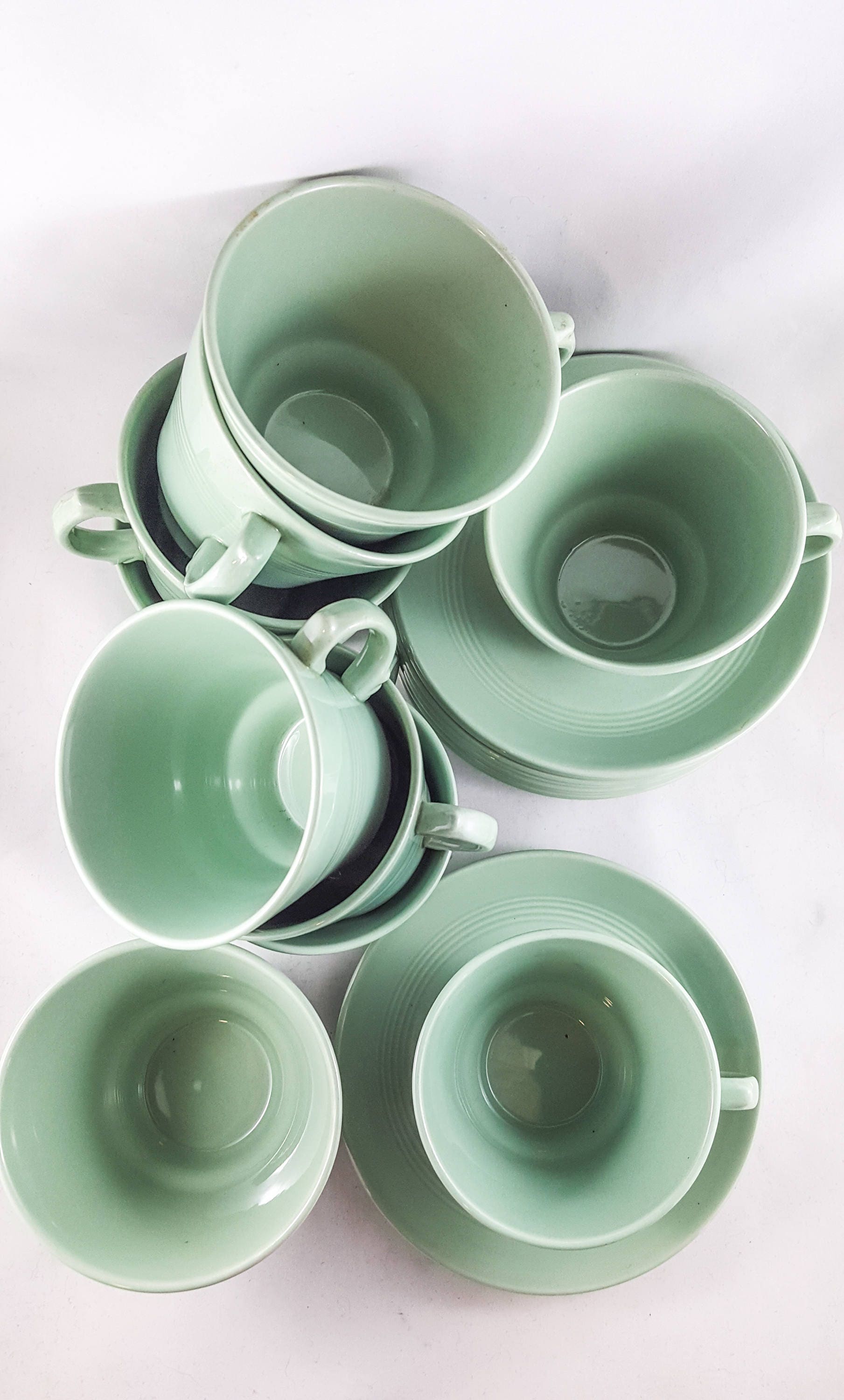 Mint Green Woodware Coffee/Tea 19 Piece Coffee/Tea Set with Open Sugar