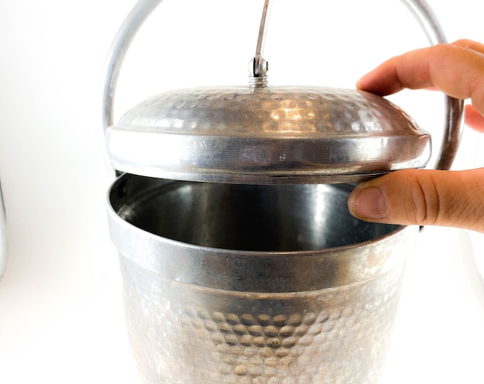 Mid Century Italian Hammered Aluminum Ice Bucket