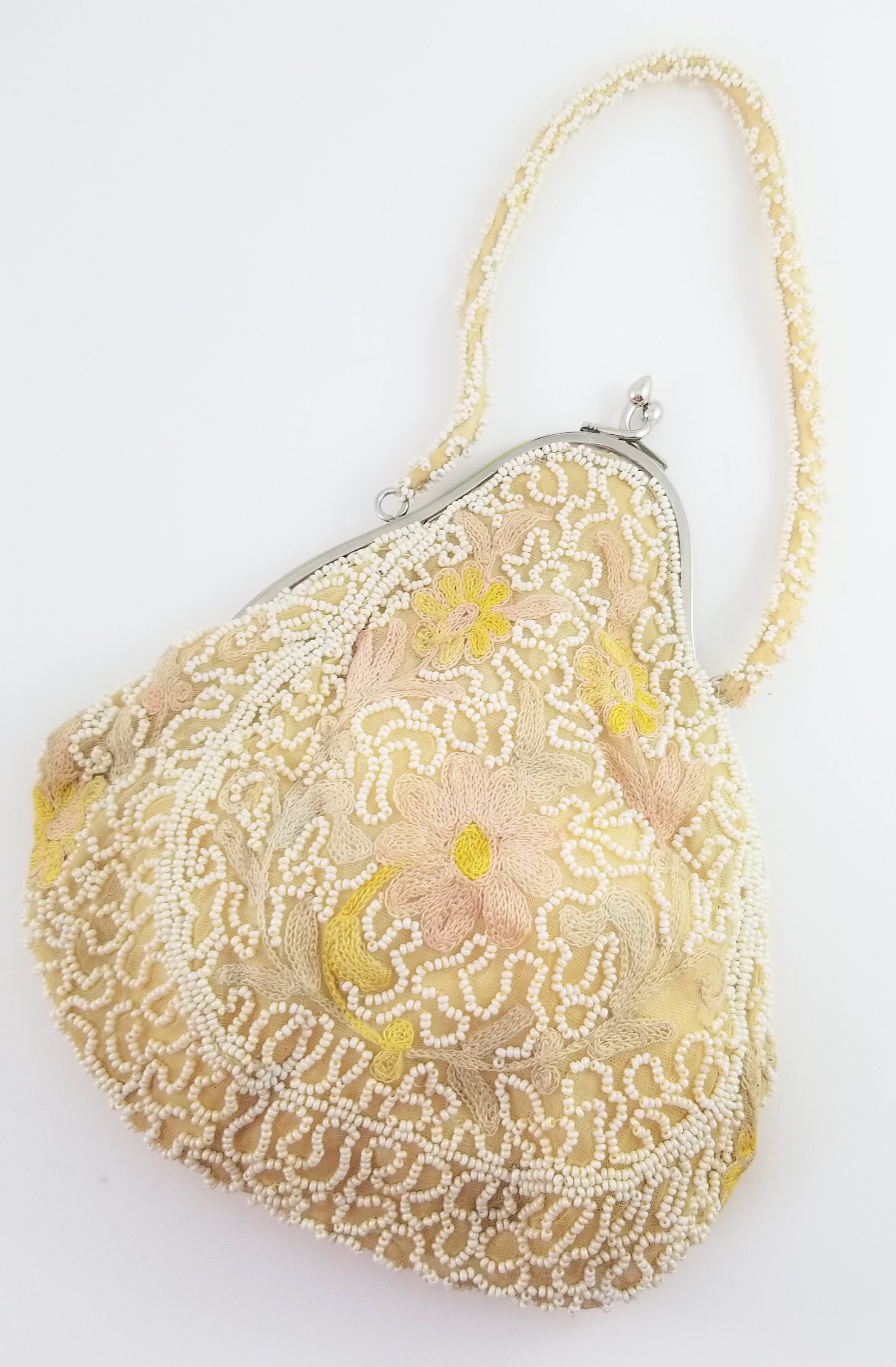 Magnificent Beaded and Embroidered Fabric Wedding Bag with Beaded