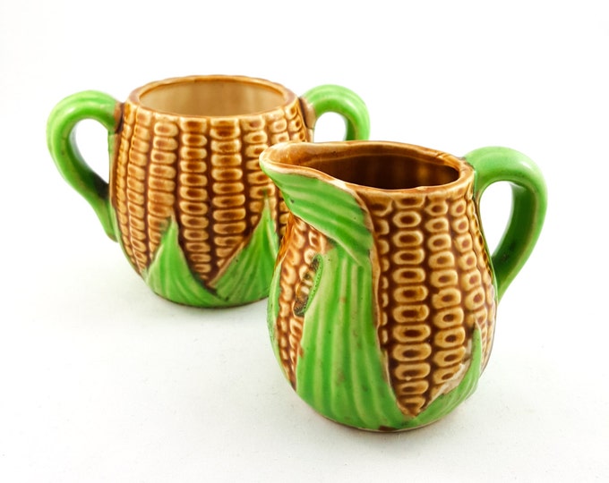 Adorable Corn Motif Creamer and Sugar Bowl