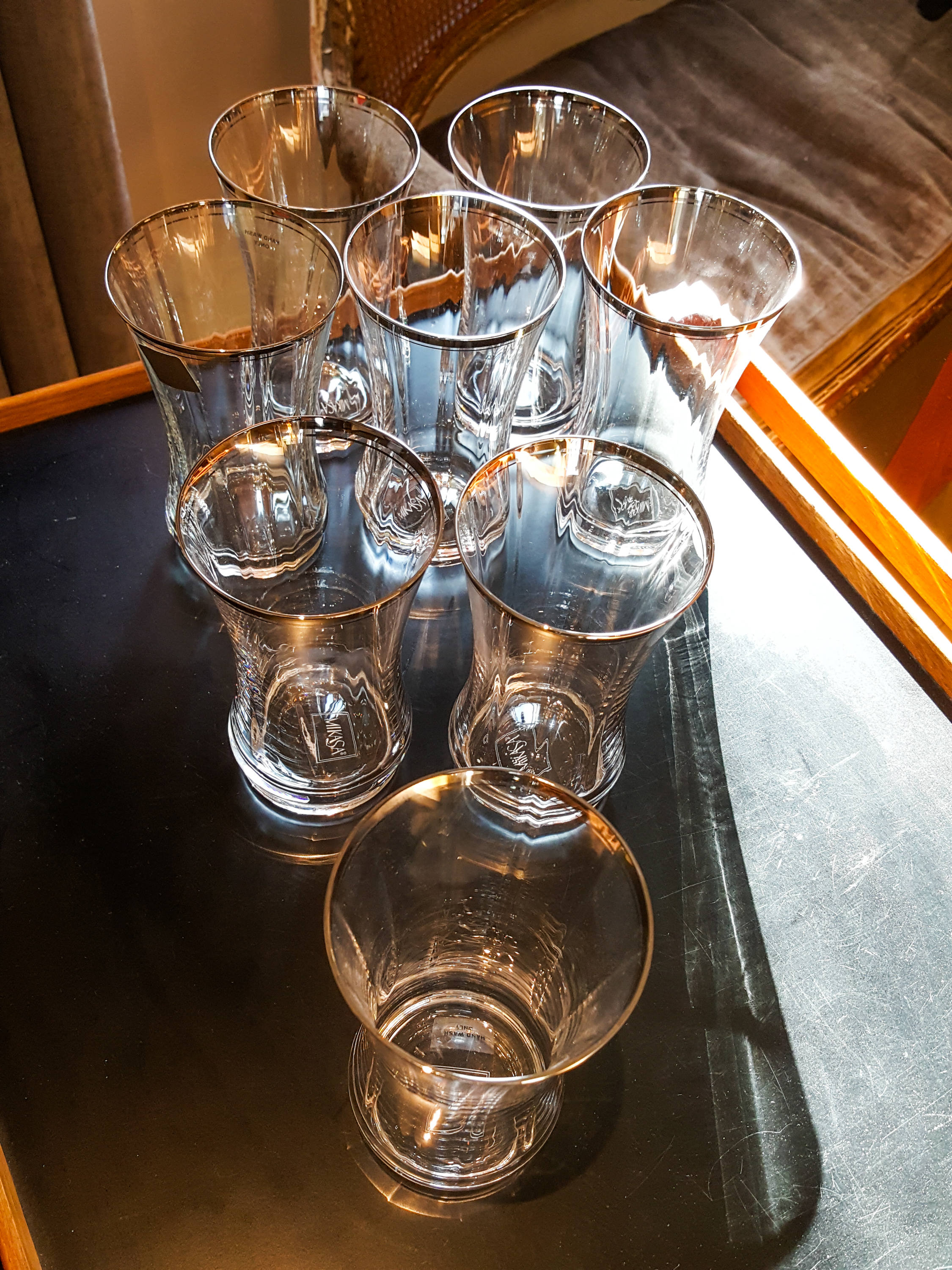 Mikasa Arctic Lights Platinum Crystal Highball Glasses/Executive