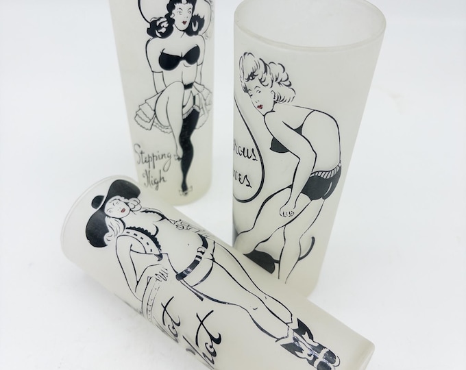 Fabulous Pin-Up Girlie Frosted Glass Tumblers