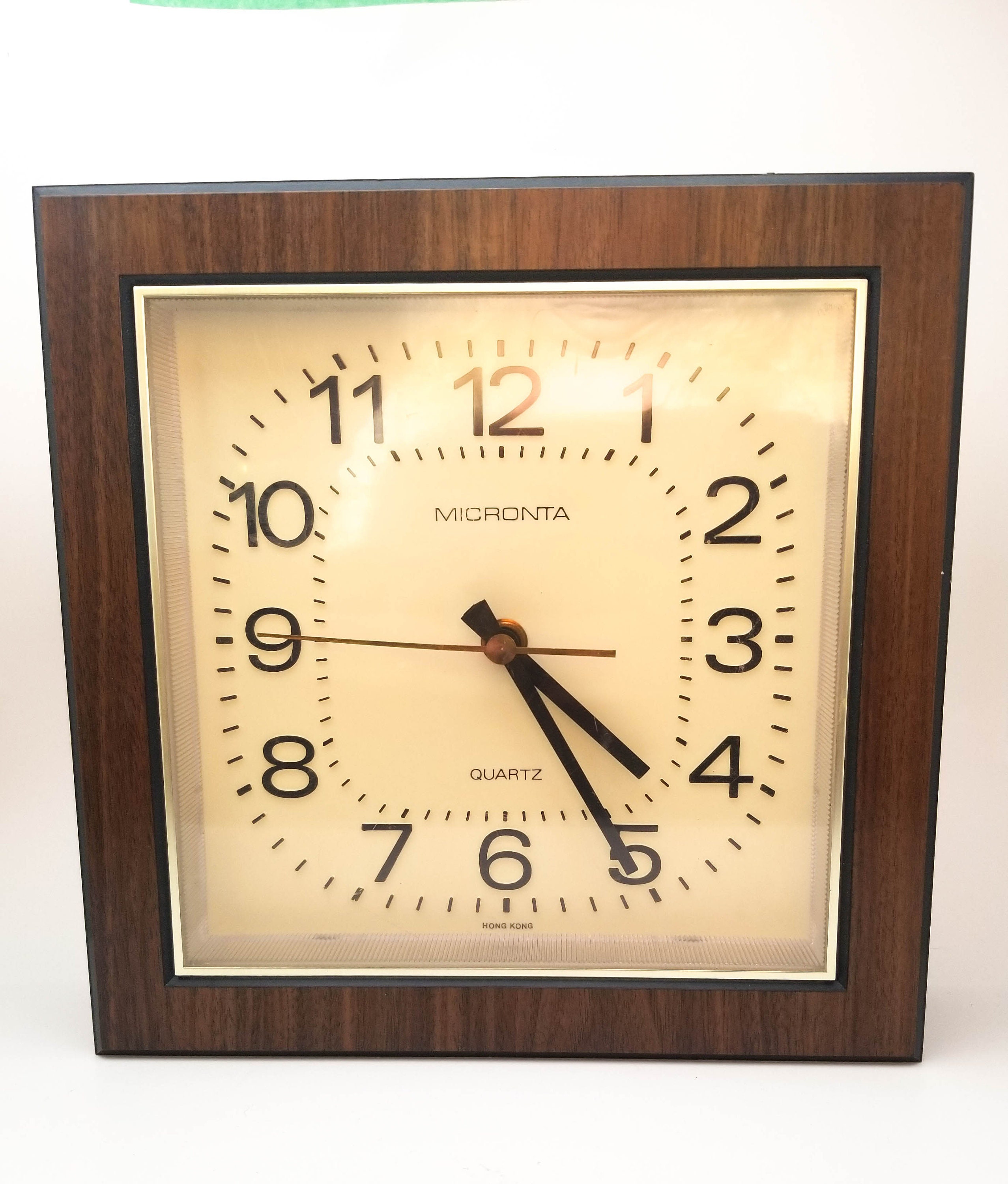 1960's Beige and Brown Micronta Wall Clock with Gold Sweeping Second Hand