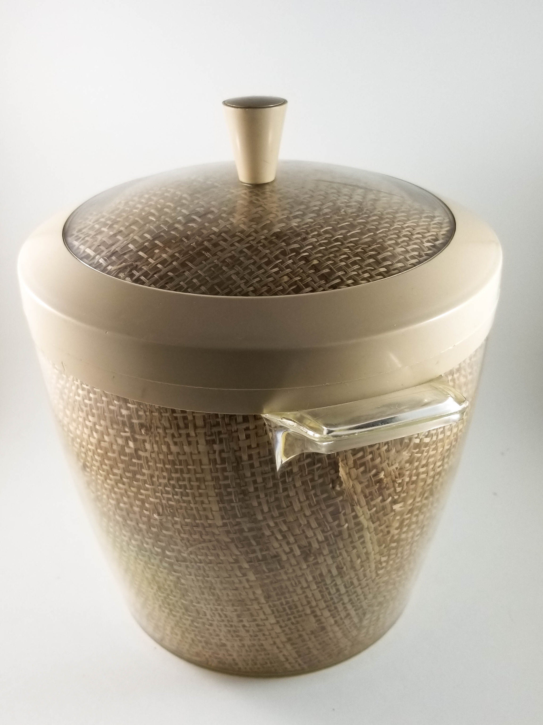 Vintage Raffia Ware Ice Bucket and Matching Pitcher/Collectible Raffia