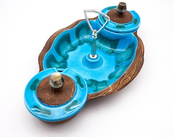 Vintage USA Pottery Snack and Appetizer Tray