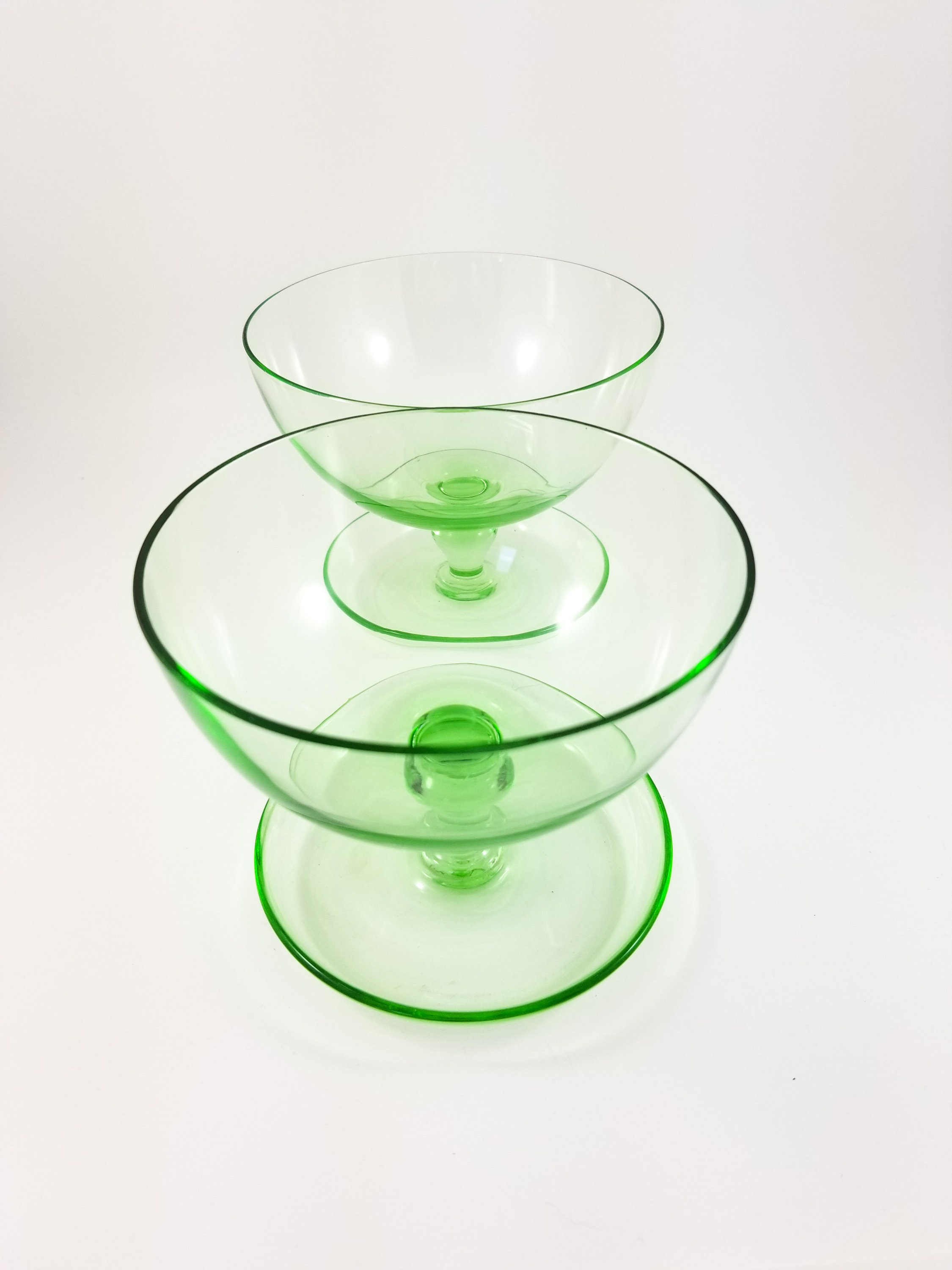 8 Multicoloured Glass Sherbet Ice Cream Cups with attached base