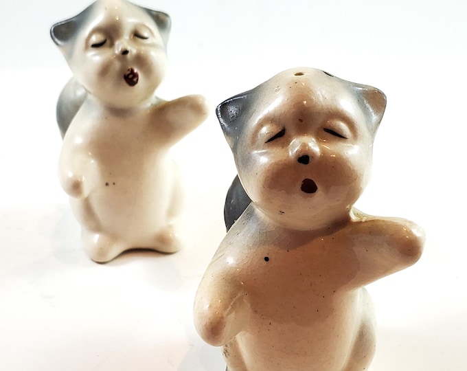 1950s Vintage Squirrel Salt and Pepper Shakers, Japan Anthropomorphic Animals, Woodland Nursery Home Decor, Squirrel Figurines