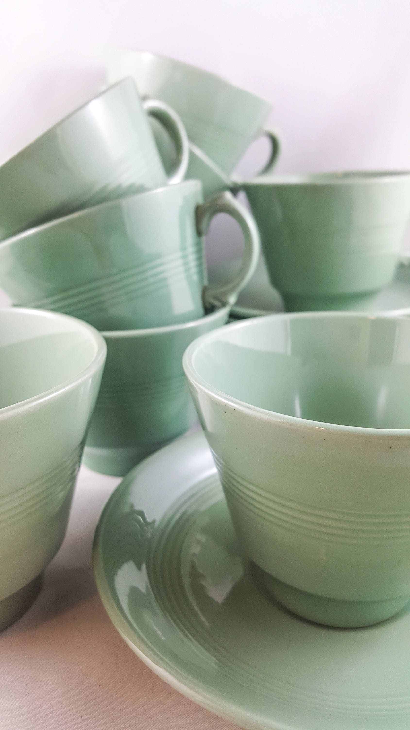 Mint Green Woodware Coffee/Tea 19 Piece Coffee/Tea Set with Open Sugar