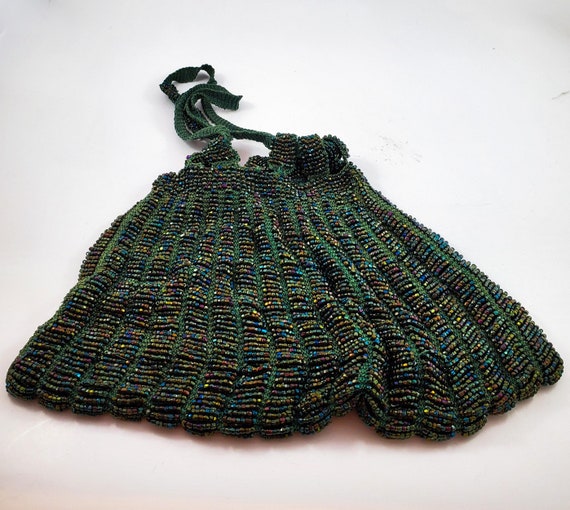 Magnificent Rare Art Deco Hand Beaded Copper and G