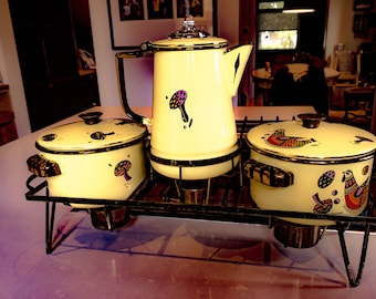 Fabulous George Briard Double Chafing Pots and Coffee Pot for Buffet with Bottom Burners