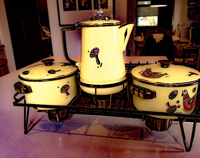 Fabulous George Briard Double Chafing Pots and Coffee Pot for Buffet with Bottom Burners