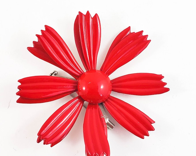 Crazy Daisy RED Floral BroochPin