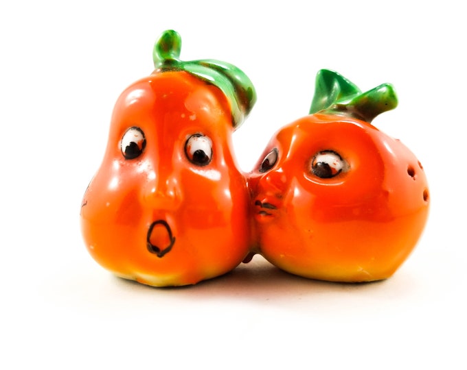 Vintage Joined Orange and Pepper Salt and Pepper Shakers