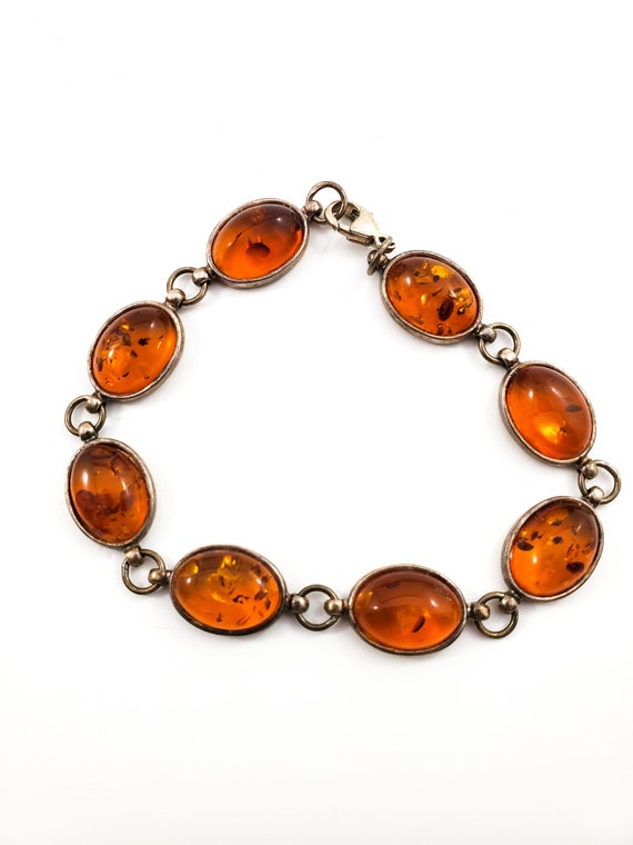 Stunning Baltic Amber and Sterling Silver Bracelet - image 2