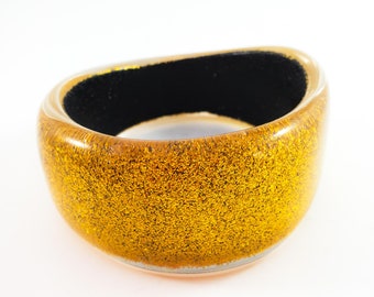 Gorgeous Gold Glitter Star Acrylic Asymmetrical Bangle