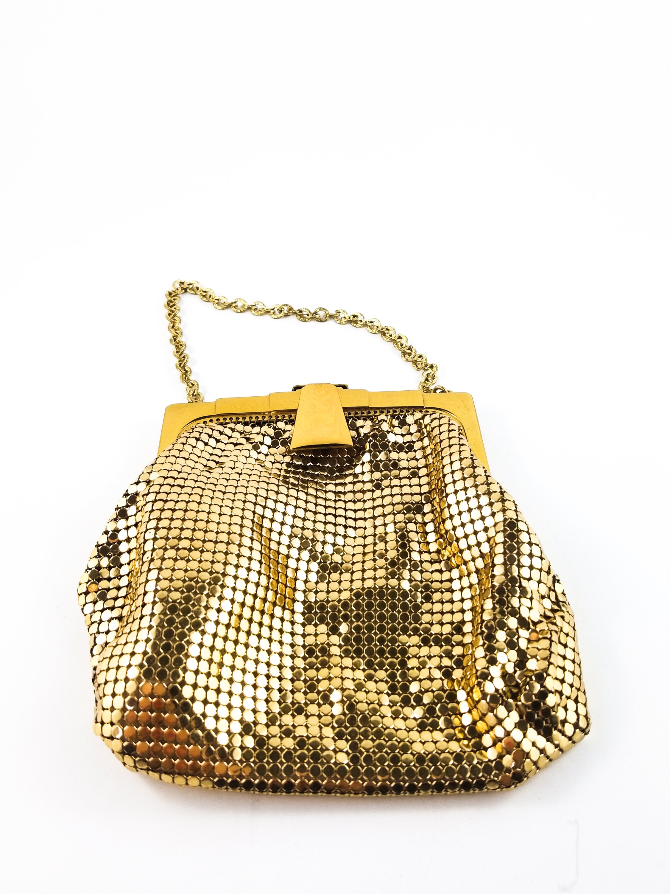 Beautiful Tiny Vintage 1950's Gold MESH evening Bag,Whiting and Davis Co.