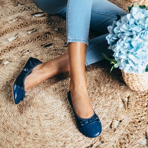 Talaria Flats Navy Blue Luxury Foldable Ballet Flats,Wedding Ballet Flats,Ballet Flats for Work,Foldable Flats for Travel,Cinderollies,Shoe