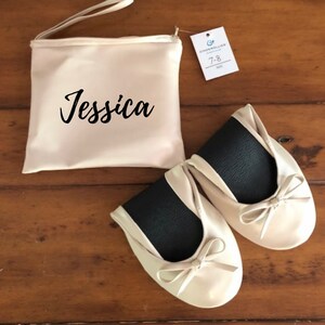 Bridesmaid gift, Custom Ballet Slippers, Personalized Wedding Ballet Flats, Monogrammed Foldable Flats, Gift for mom, Bridesmaid Slipper image 2