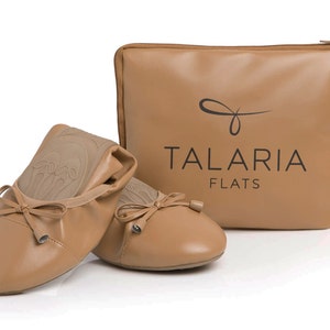 Talaria Flats Caramel Luxury Foldable Ballet Flats,Wedding Ballet Flats,Ballet Flats for Work,Foldable Flats for Travel,Cinderollies,Shoe image 1