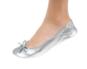 Silver Cinderollies Foldable Flats,ballet Flats,foldable Ballet
