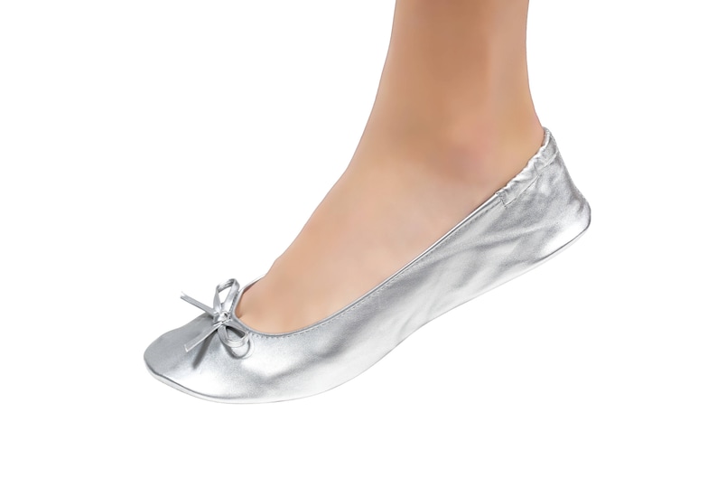 Silver Cinderollies Foldable Flats,Ballet Flats,foldable ballet flats,shoes,Wedding Flats,wedding shoes,flat wedding shoes,Bridal Flats image 2